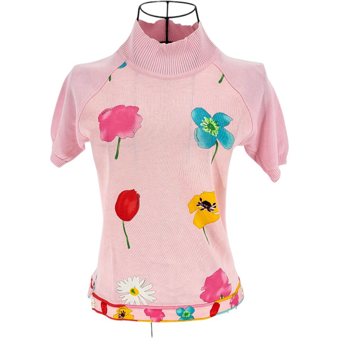 LEONARD SPORTS レオナール スポーツ 半袖ニット 花柄 総柄 ニット