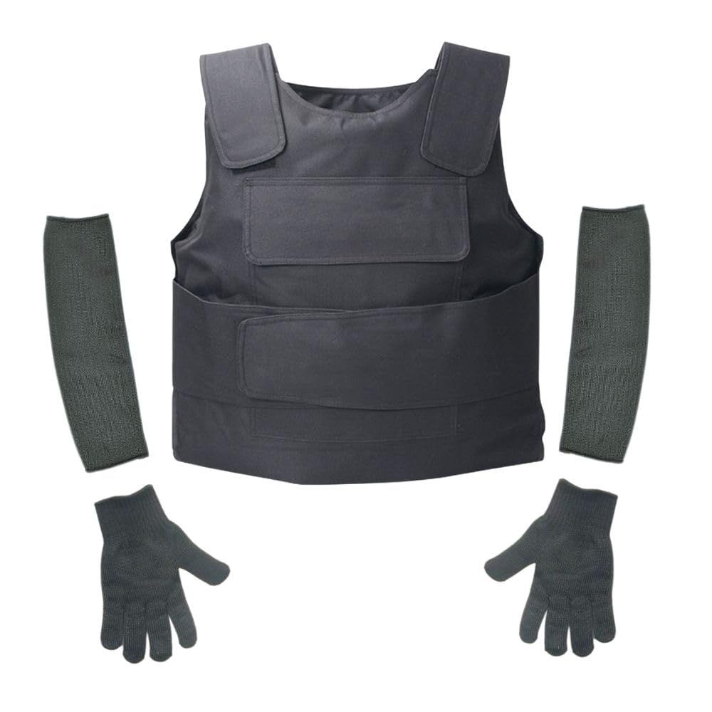 MORABLU] 防刃ベスト 手袋 アームカバー 3点セット フリーサイズ 前後