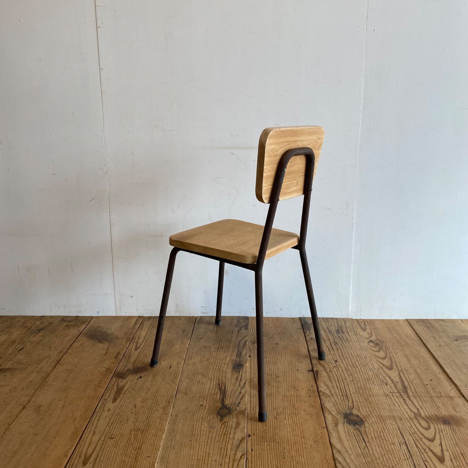 アンティーク 古家具 レトロ 椅子 スツール 木製×スチールチェア