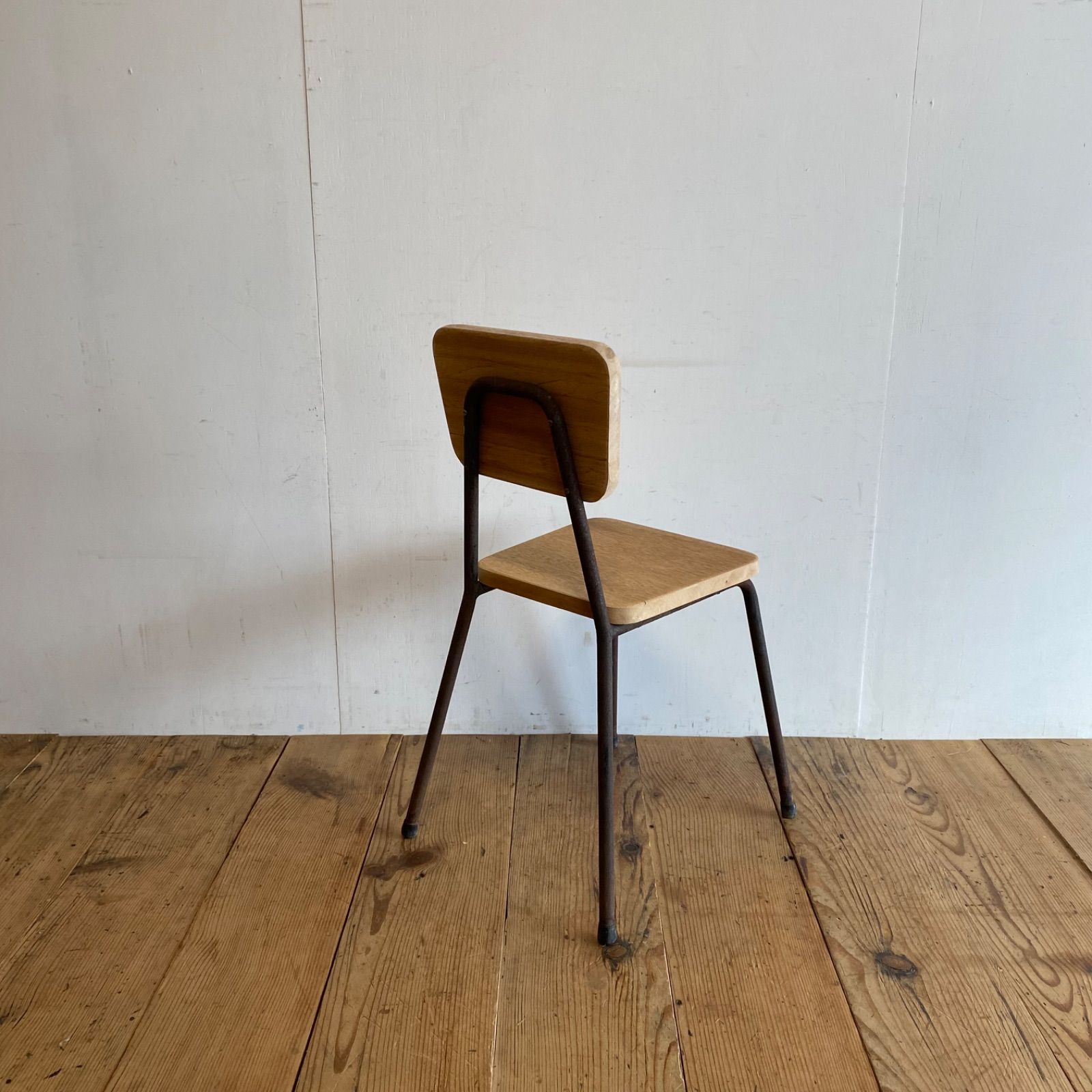 アンティーク 古家具 レトロ 椅子 スツール 木製×スチールチェア