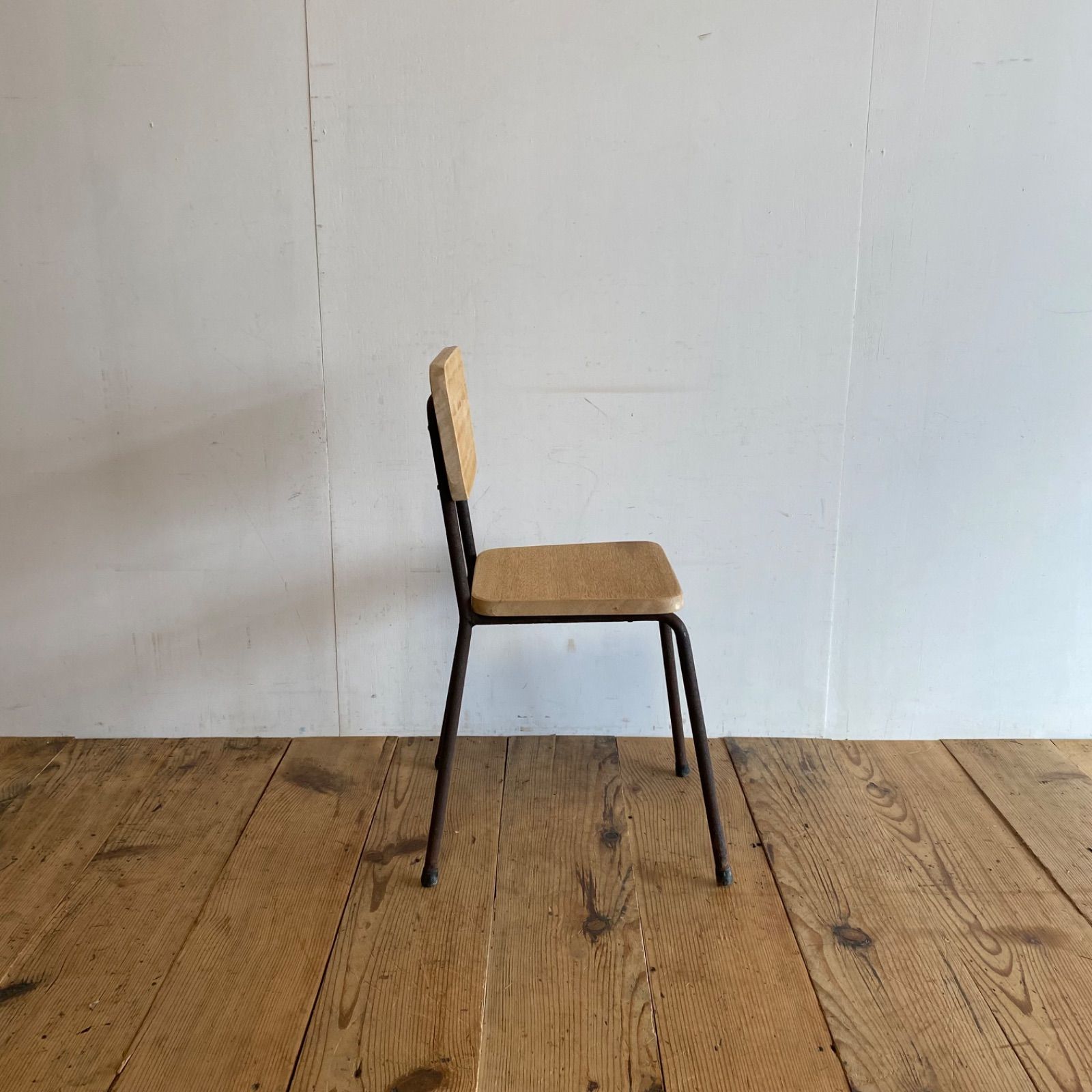 アンティーク 古家具 レトロ 椅子 スツール 木製×スチールチェア