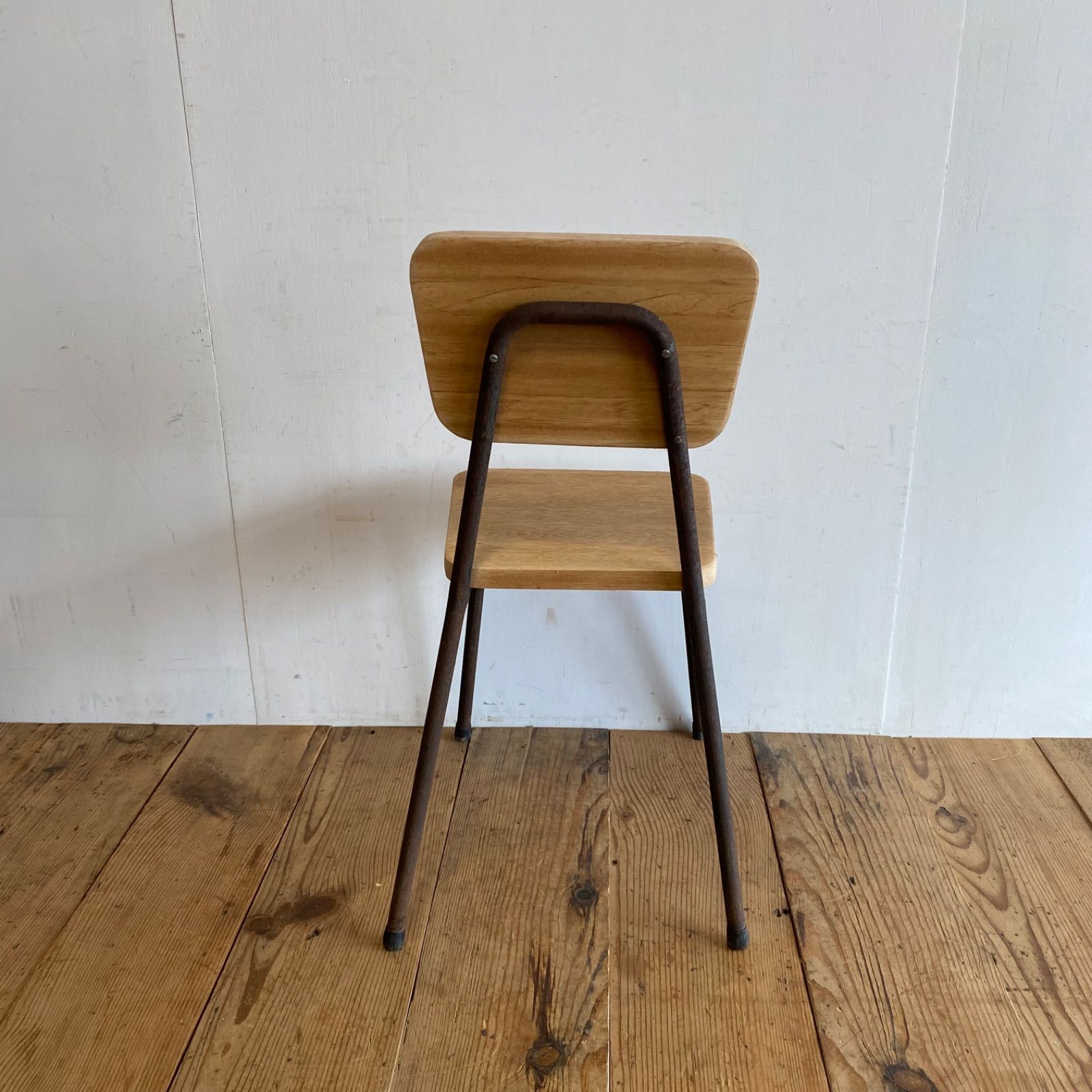 アンティーク 古家具 レトロ 椅子 スツール 木製×スチールチェア