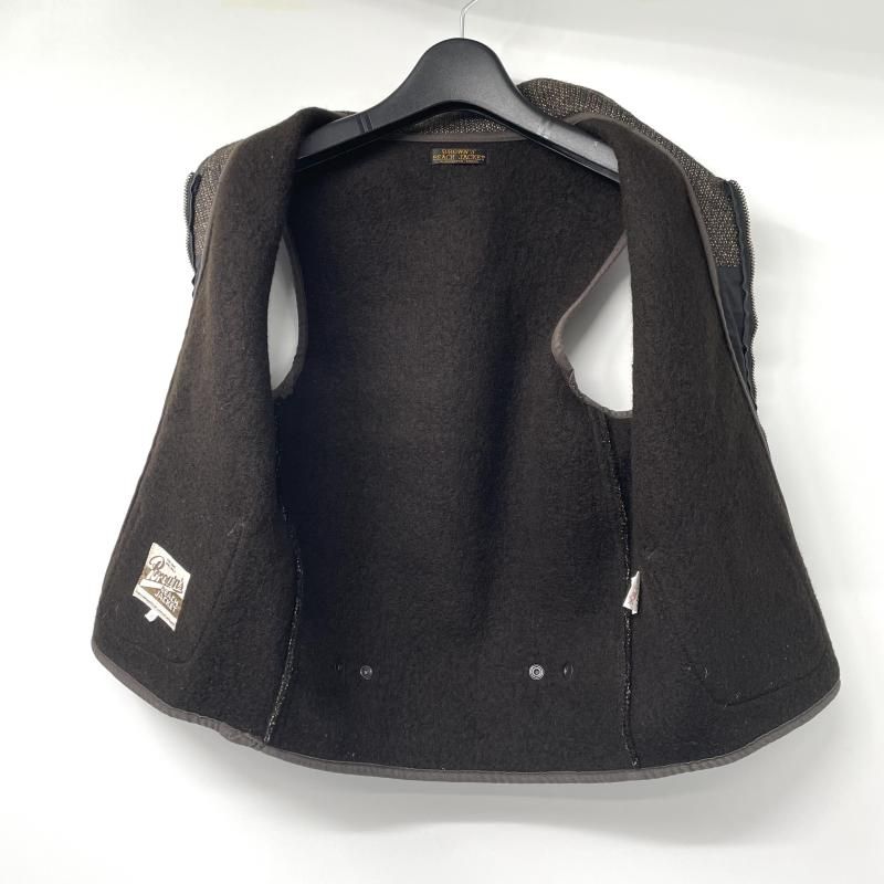 中古】Brown's BEACH JACKET ジップアップ ウールベスト ブラウン