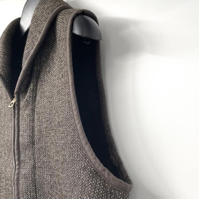 中古】Brown's BEACH JACKET ジップアップ ウールベスト ブラウン