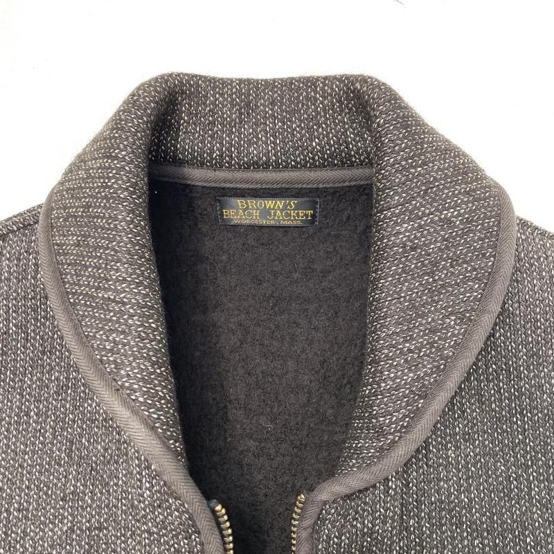 中古】Brown's BEACH JACKET ジップアップ ウールベスト ブラウン