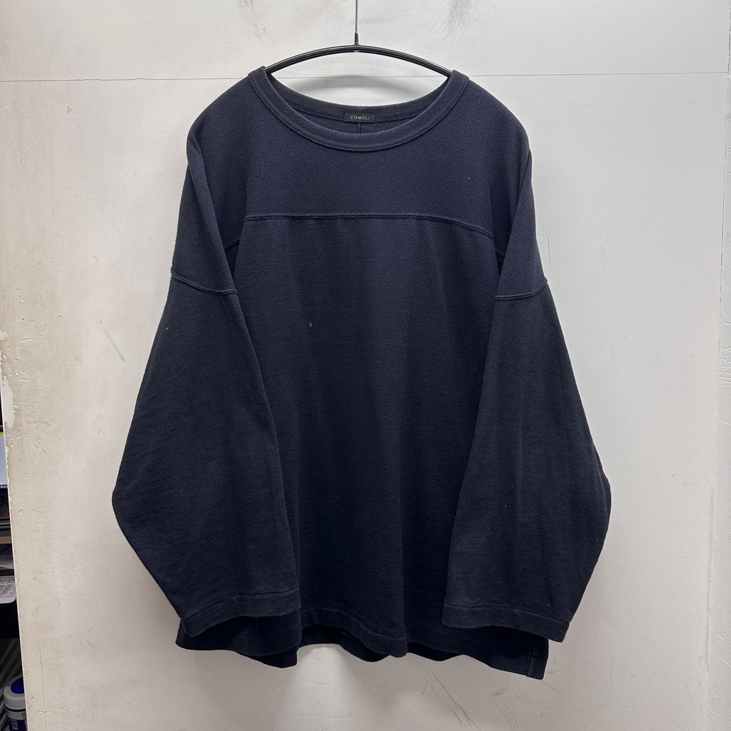 COMOLI コモリ 23SS フットボールTシャツ ロンT X01-05005 ネイビー