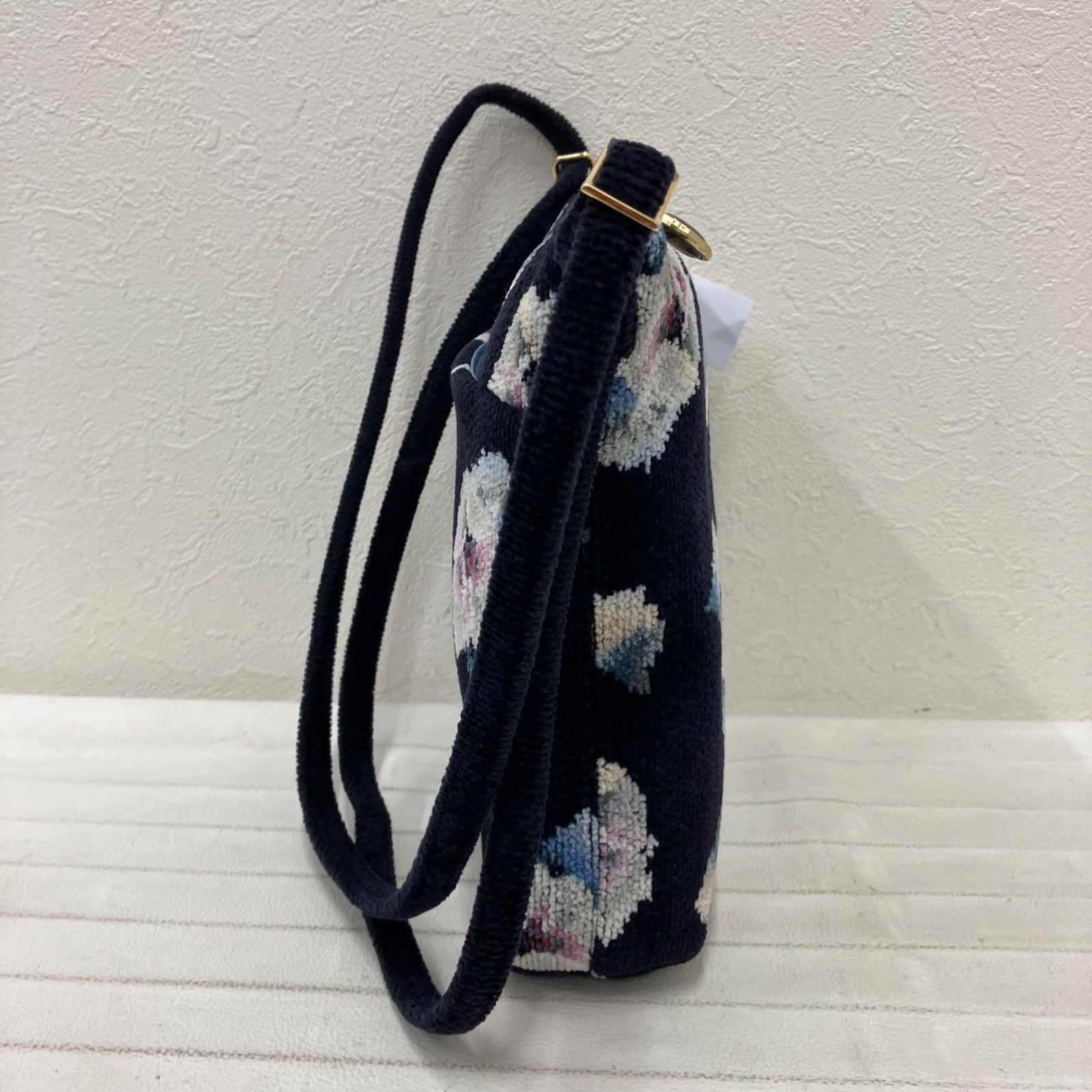 FEILER☆ローランサン☆ネイビー ハンドバッグ！肩掛け可！ 8367 FEILER フェイラー ショルダーバッグ 斜めがけ 紐調節可能