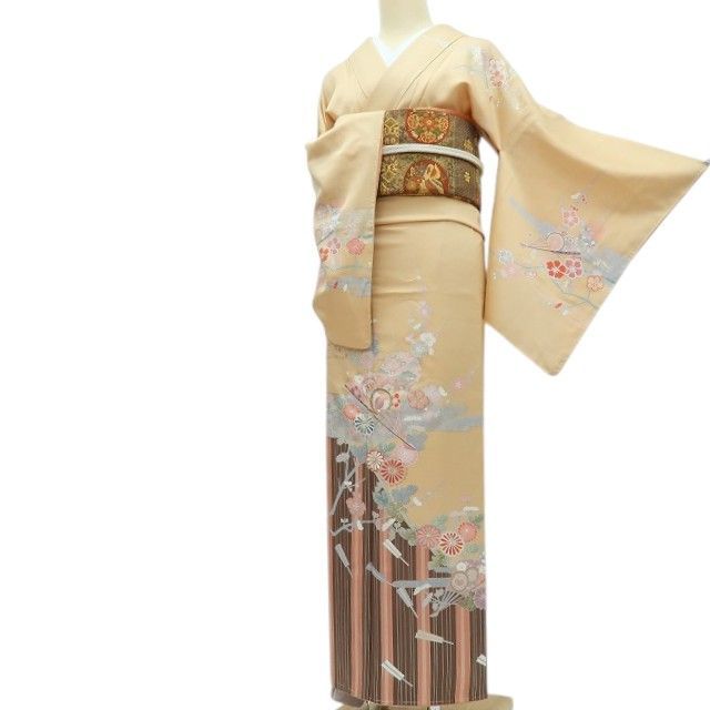 百華❀Y4371◇美品 菊 梅 桜 蝶 橘 宝尽くし 雪輪 扇 仕付け糸付