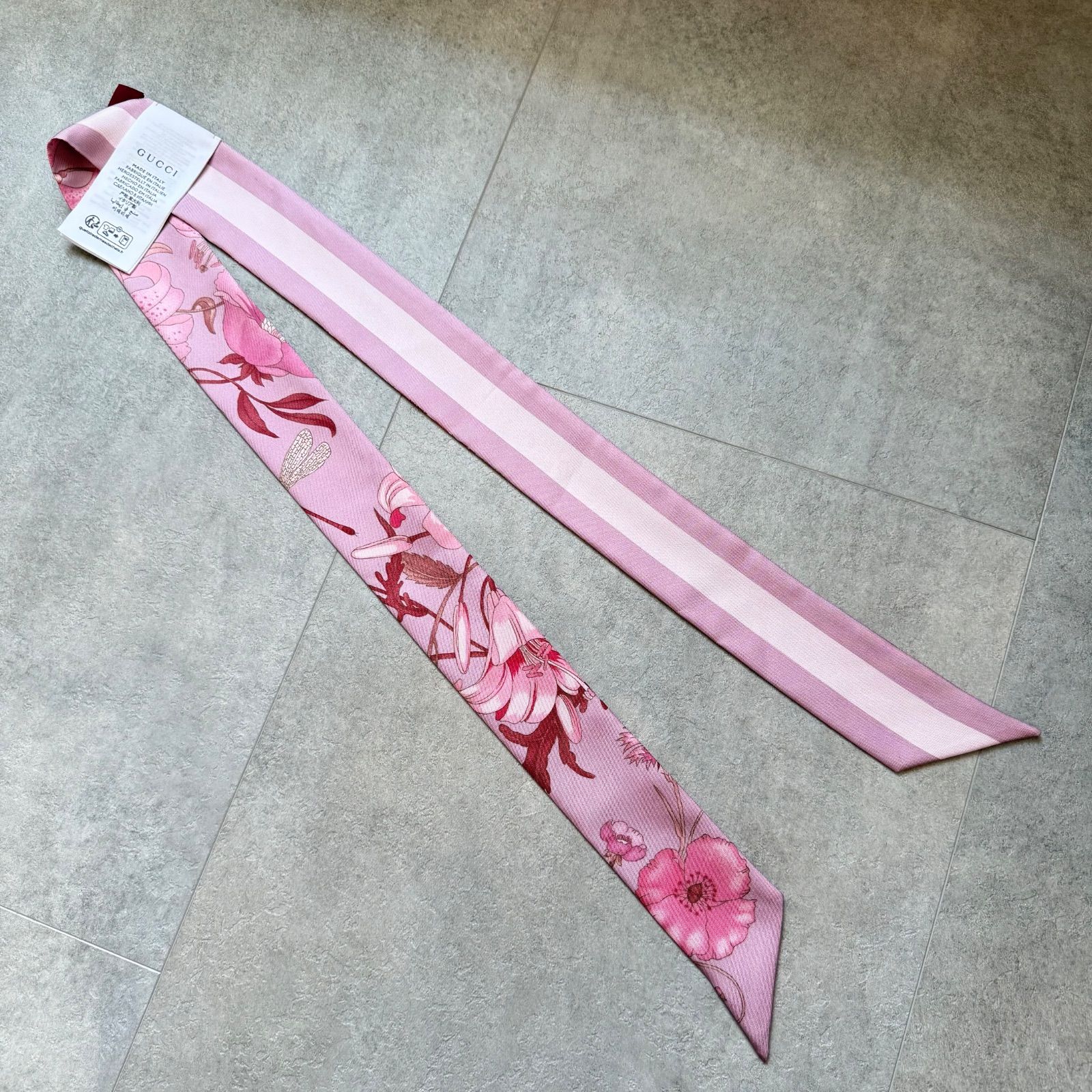 【箱付き】GUCCI グッチ ネックボウ フローラ ピンク【美品】 美品 希少 GUCCI グッチ ネックボウ GGフローラ シルク ストール