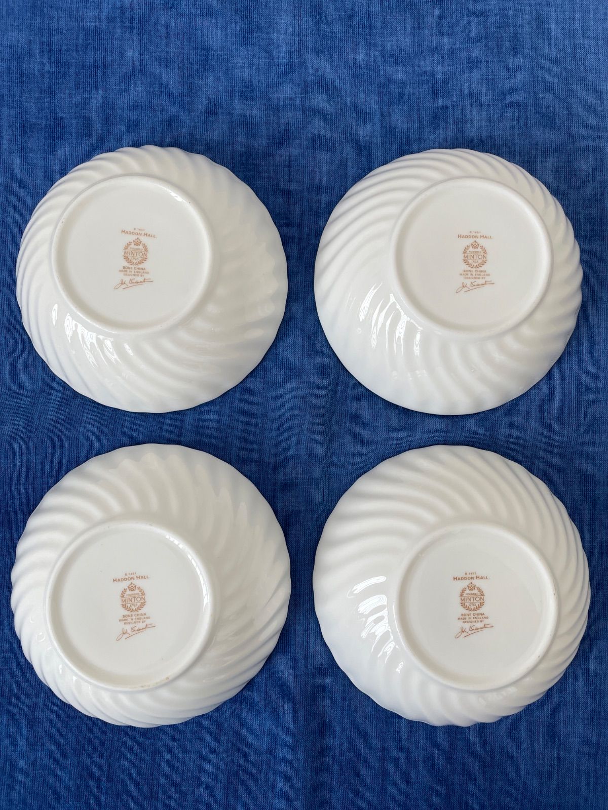 【美品】MINTON 　ミントン　ハドンホール サラダボウル＆プレート　4枚ずつ Kinawa_様専用】ミントン MINTON ハドンホール サラダボウル グリーン