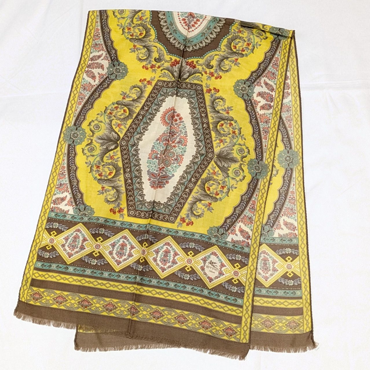 ETRO エトロ イタリア製 ウールシルク ストール イエロー - メルカリ
