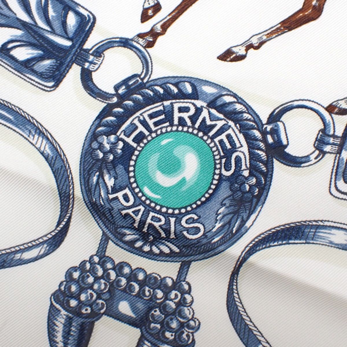 HERMES(エルメス) CAVAL CADES 騎馬行進 カレ90 ブラン ブルージーン