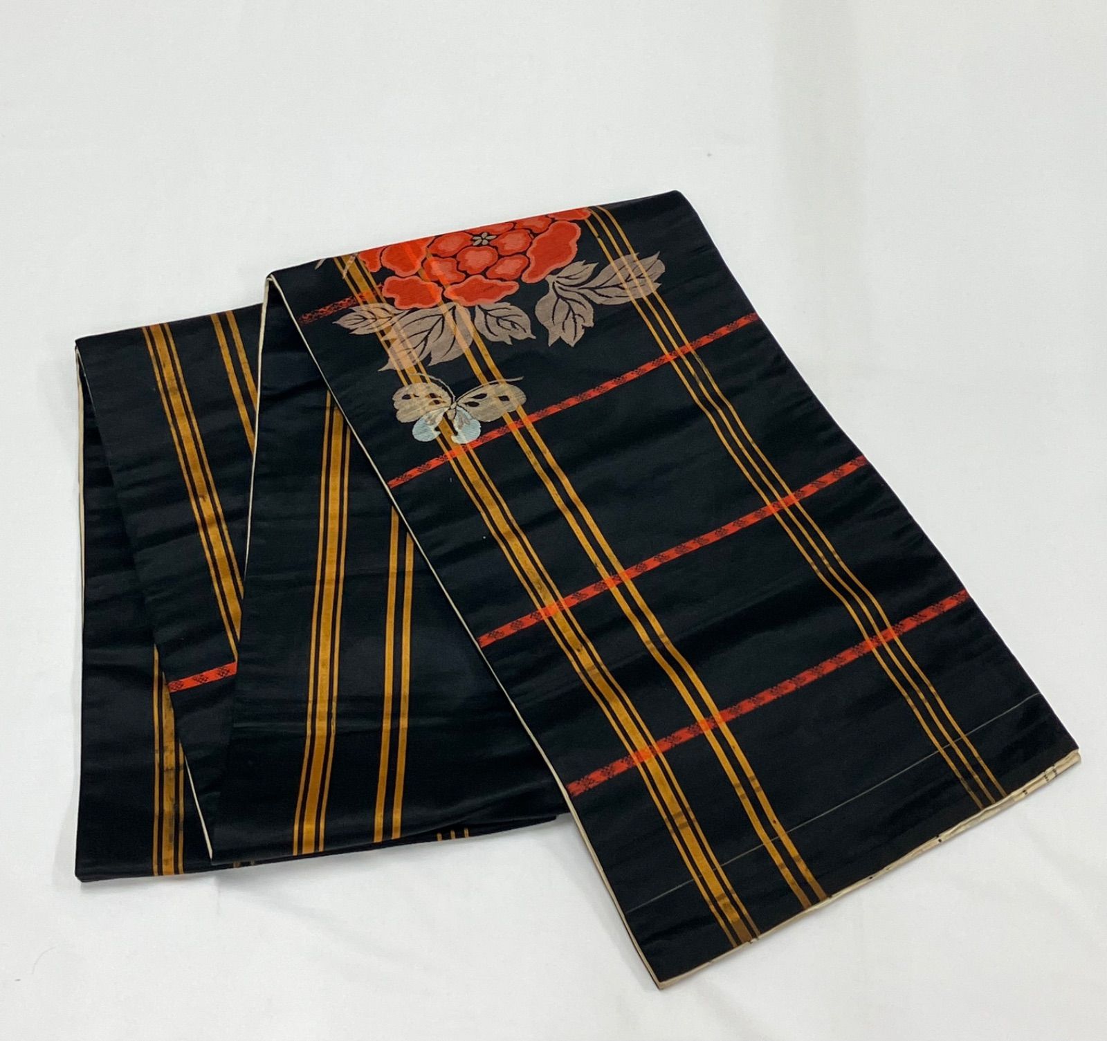 CO1211BK «花ラブリ» リユース リサイクル サテン アンティーク昼夜帯