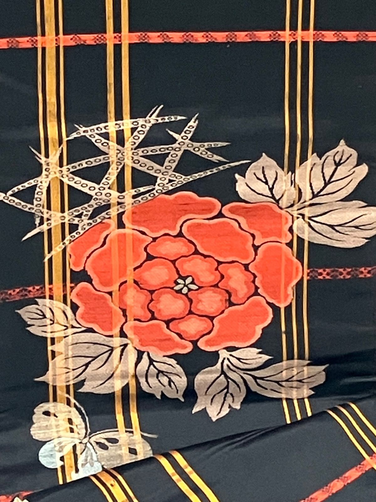 CO1211BK «花ラブリ» リユース リサイクル サテン アンティーク昼夜帯