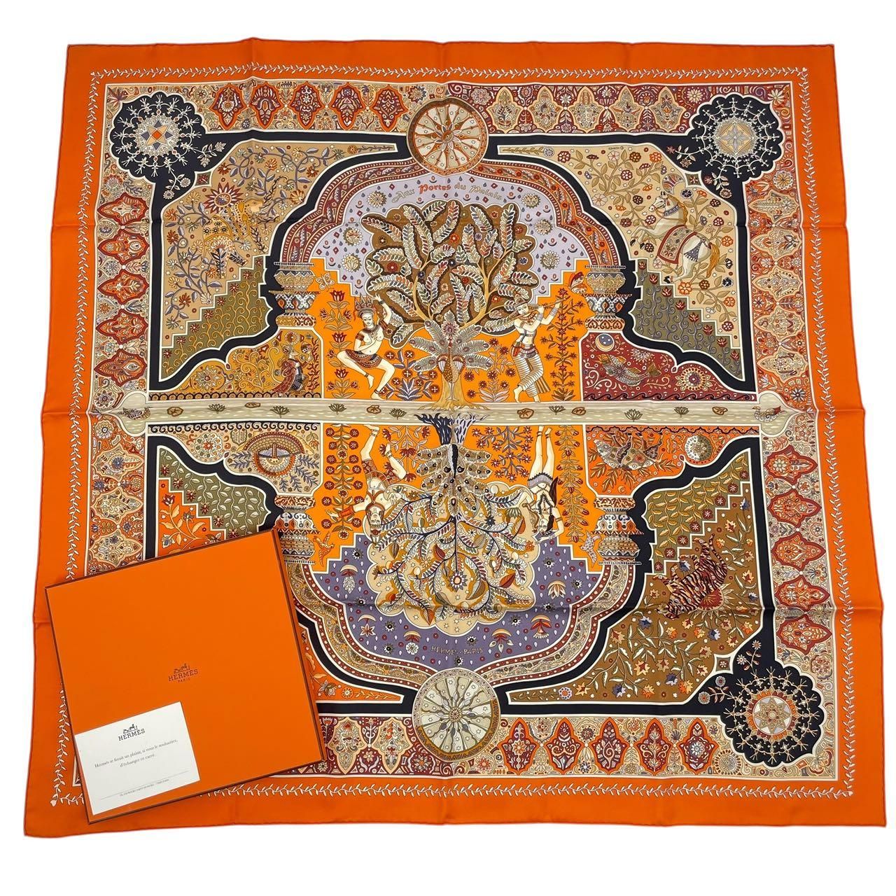 美品 HERMES エルメス カレ90 王宮の扉 シルク スカーフ 大判 エルメス