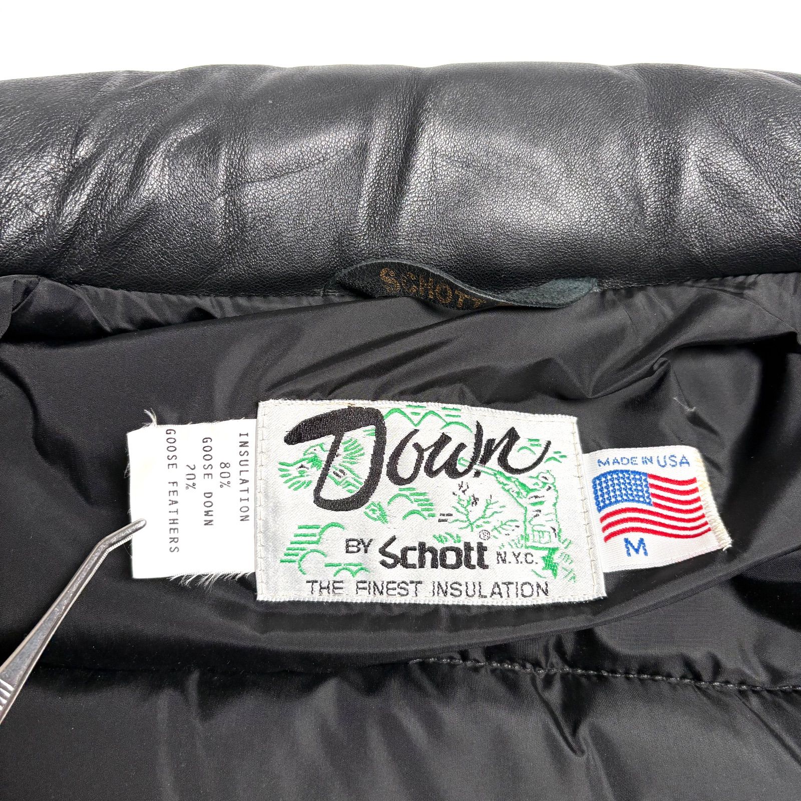 米国製】Schott レザー ダウンベスト 204D 黒 M 羊革 本革 - メルカリ