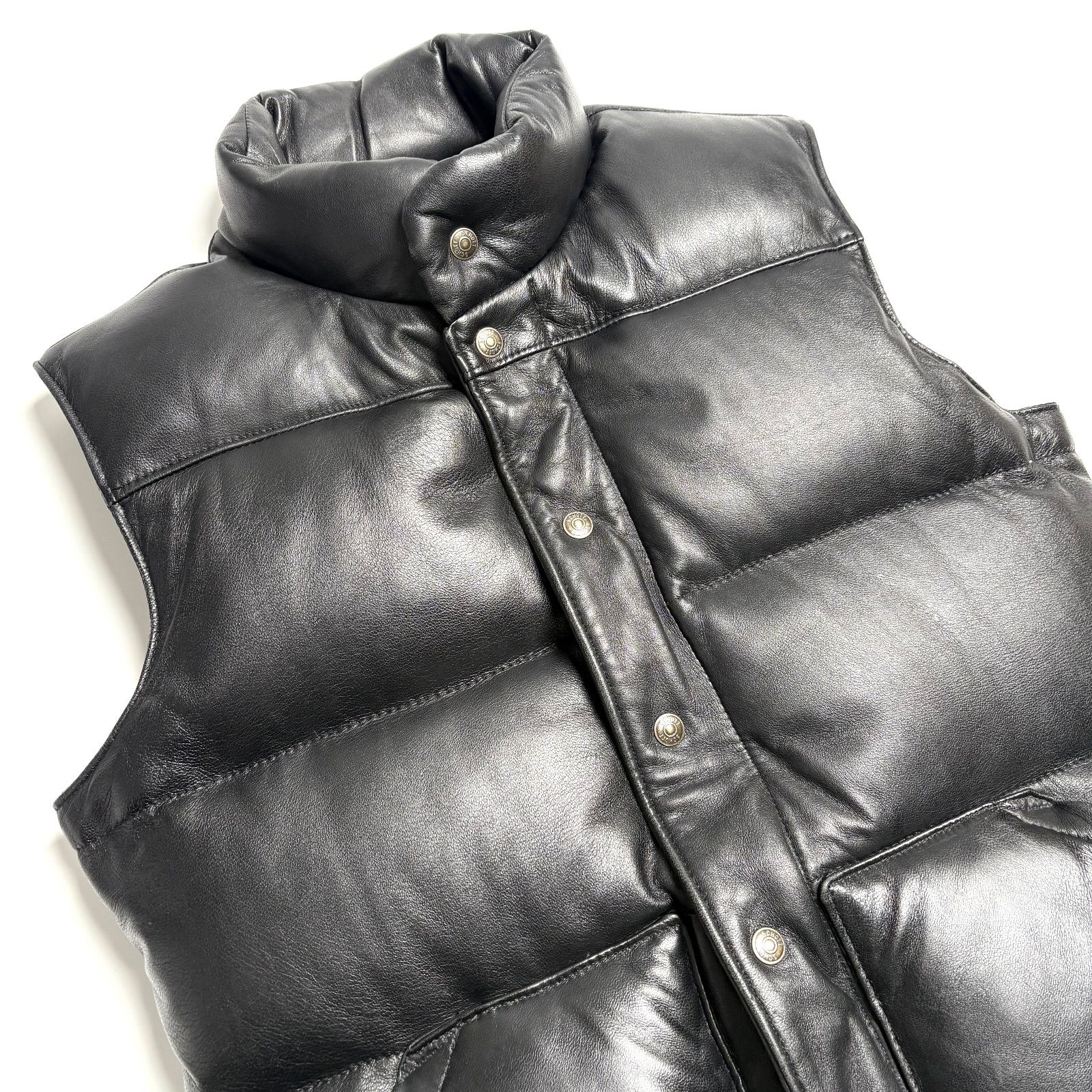 米国製】Schott レザー ダウンベスト 204D 黒 M 羊革 本革 - メルカリ