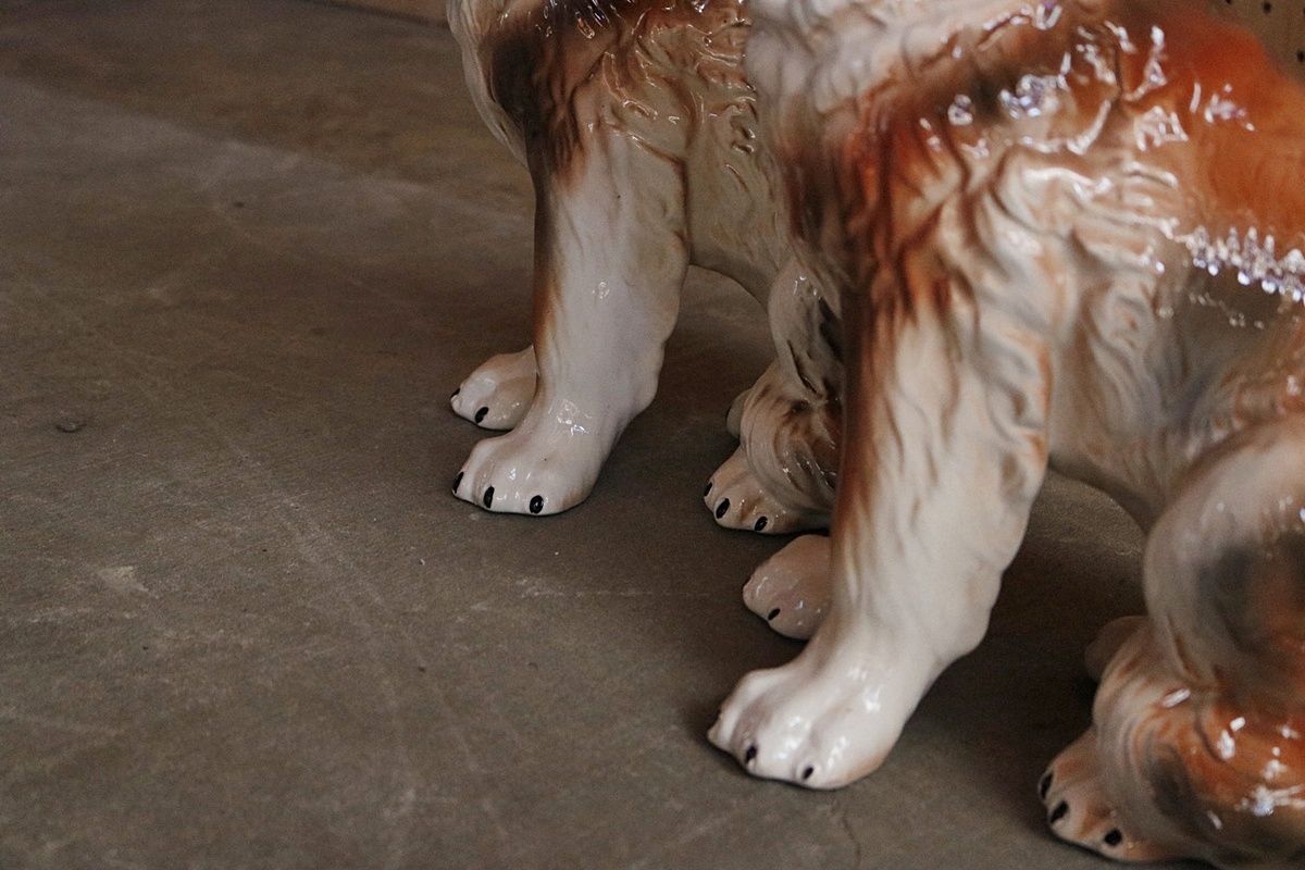  陶器 オブジェ 犬 2匹 セントバーナード 子犬 置物 インテリア 雑貨 玄関 庭 CA1117 2 陶器置物 置物 インテリア小物