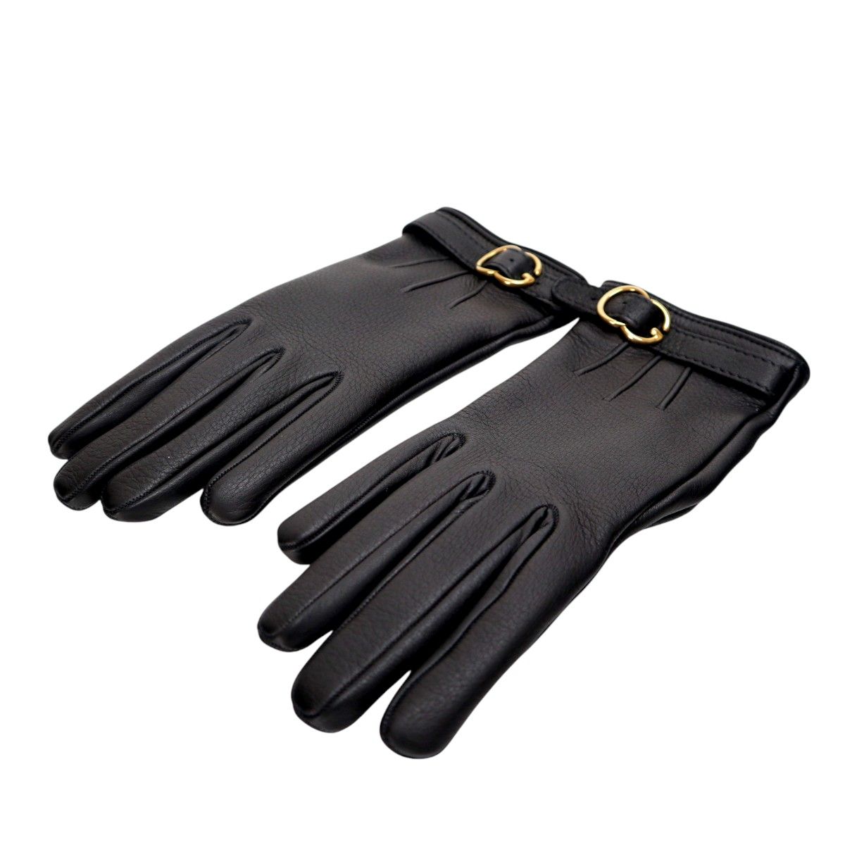 GUCCI グッチ Gバックル レザー/カシミヤ グローブ 手袋 7 1/2 