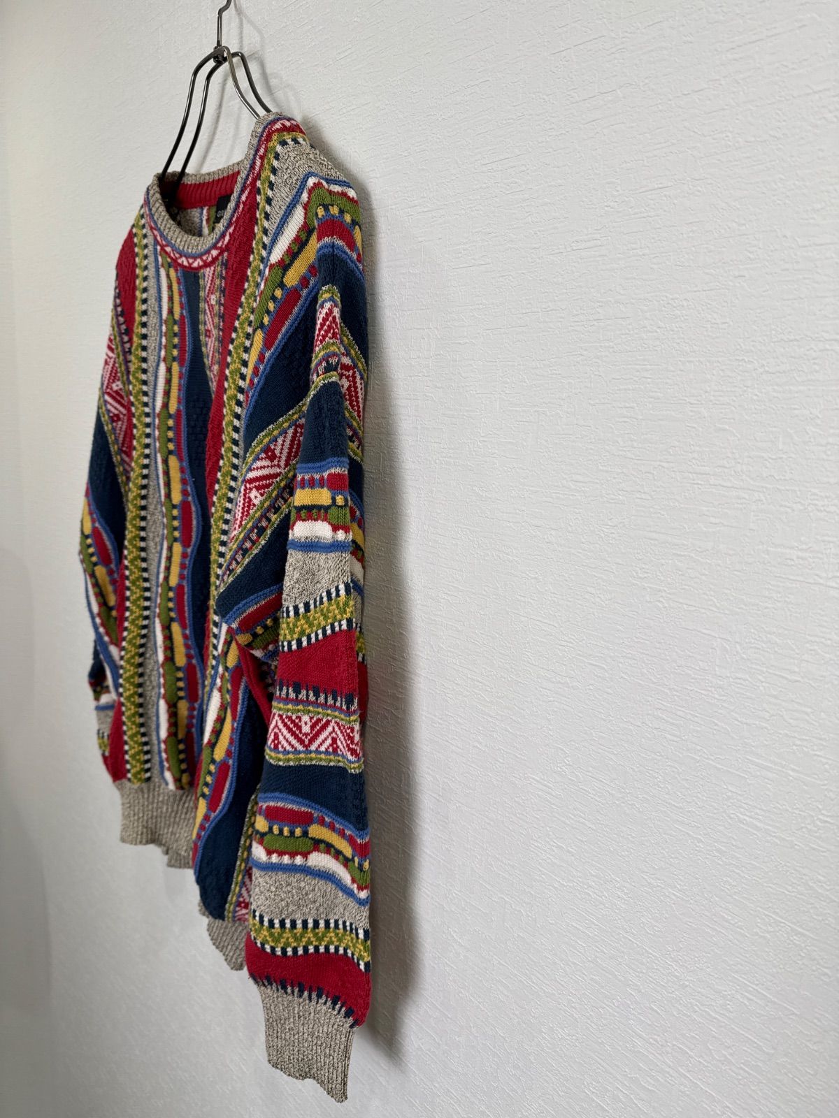 R00536 GIRAMONDO｜ジラモンド｜ニット｜コットンニット｜マルチカラー｜Multi Color｜90S｜Y2K｜古着｜ヴィンテージ｜アメカジ｜USA古着｜メンズ｜Lサイズ｜今期トレンド