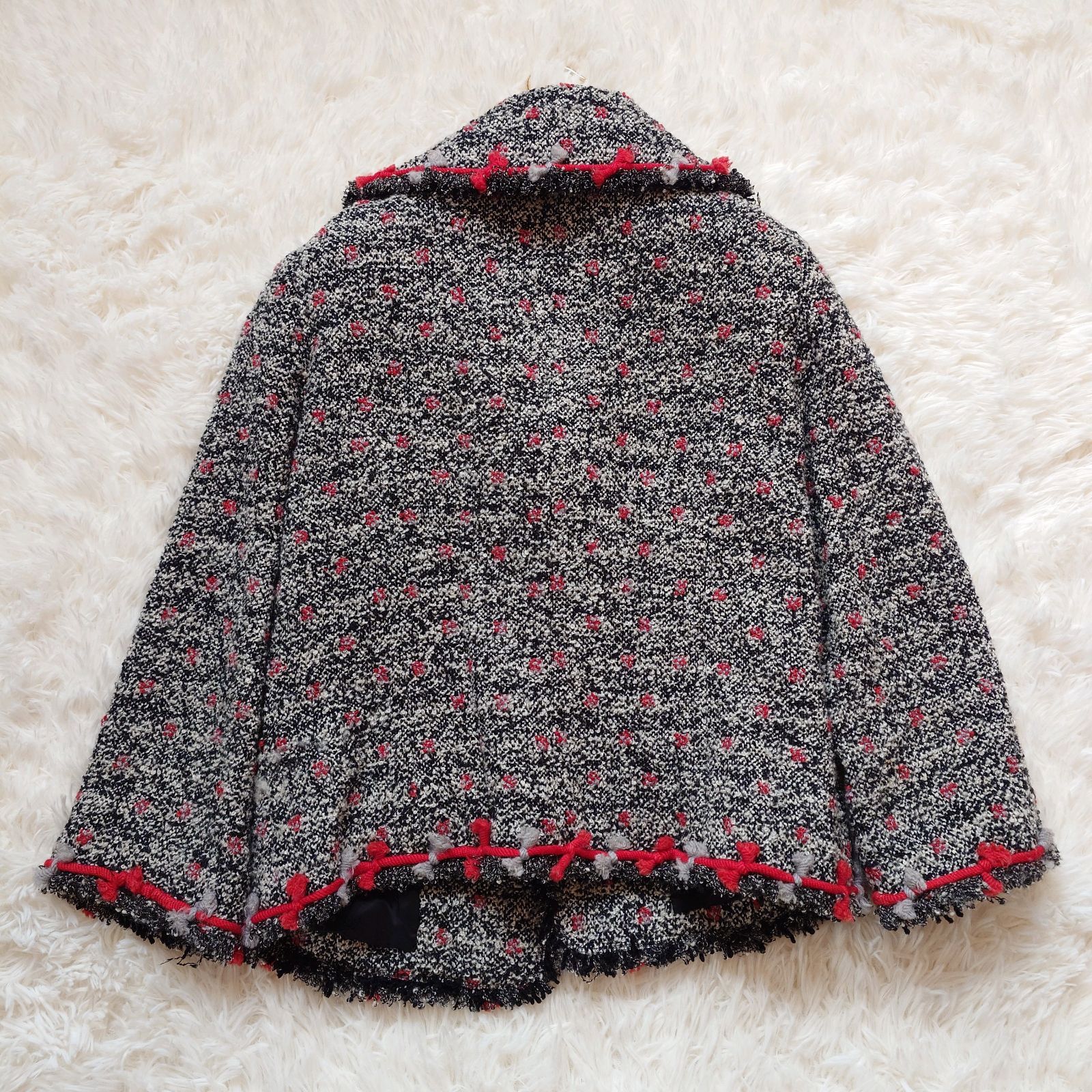 ルネ Rene TISSUE社製 ツイード ショールカラー ジャケット グレー 36