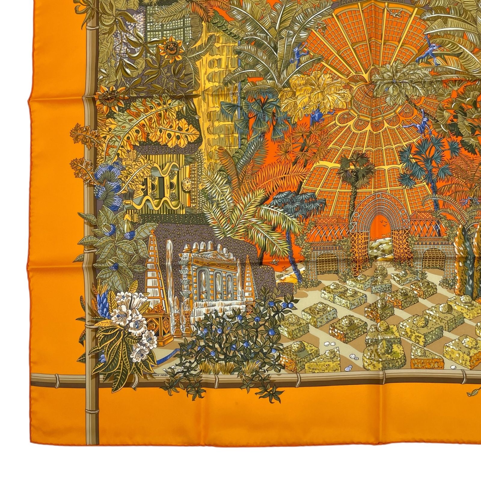 新品同様 HERMES エルメス スカーフ カレ90 Jardins d'Hiver 冬の庭