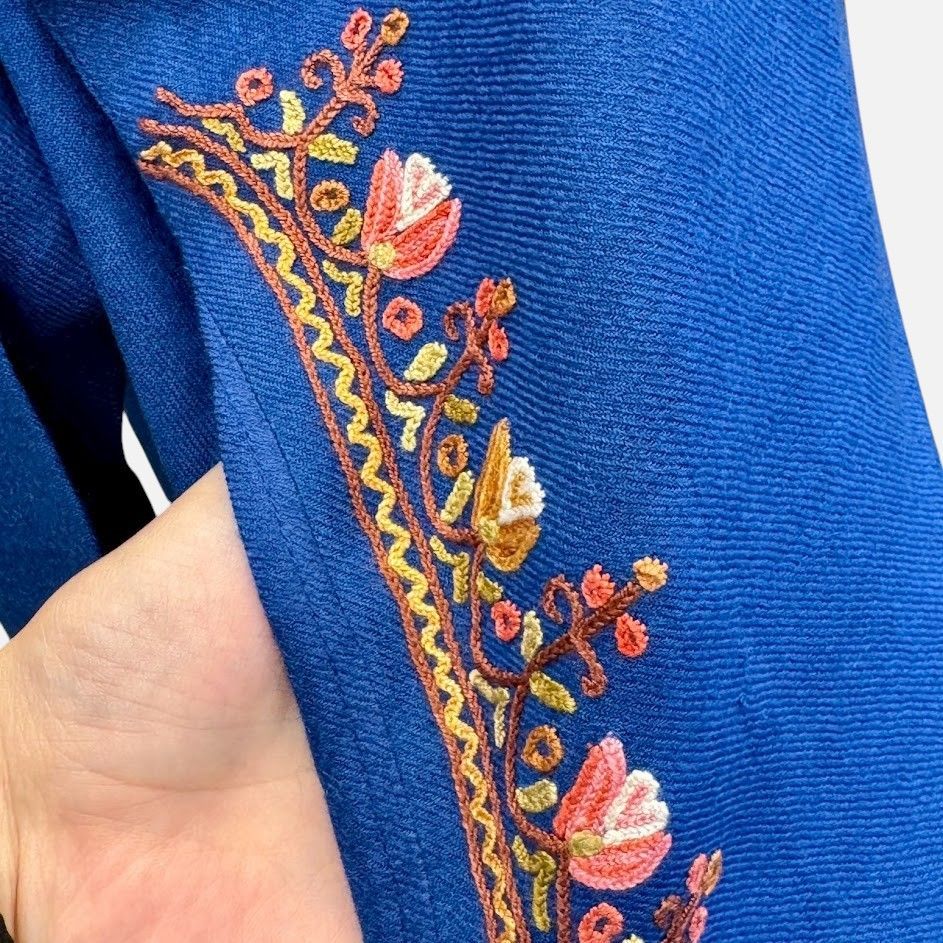 チュニック 秋冬 メリノウール×シルク刺繍 インド製 伝統工芸 手刺繍