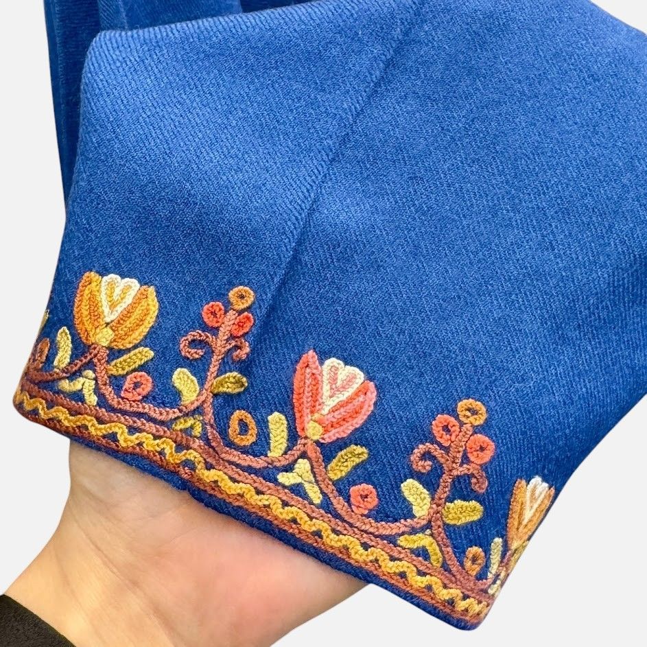 チュニック 秋冬 メリノウール×シルク刺繍 インド製 伝統工芸 手刺繍