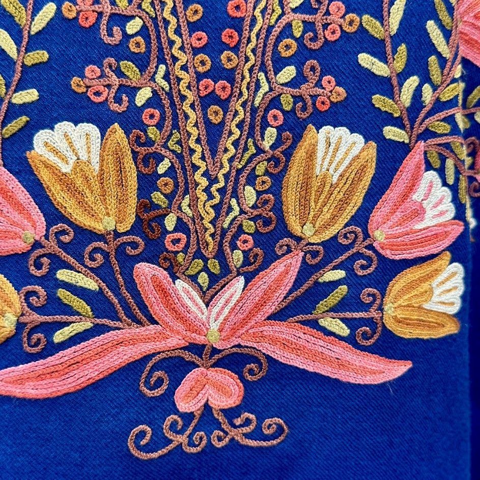 チュニック 秋冬 メリノウール×シルク刺繍 インド製 伝統工芸 手刺繍