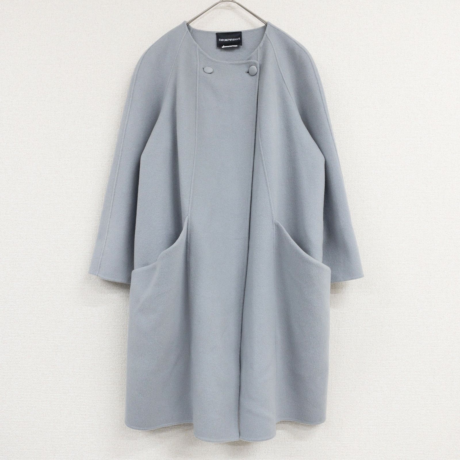 EMPORIO ARMANI エンポリオアルマーニ ロングコート ノーカラー ラップ