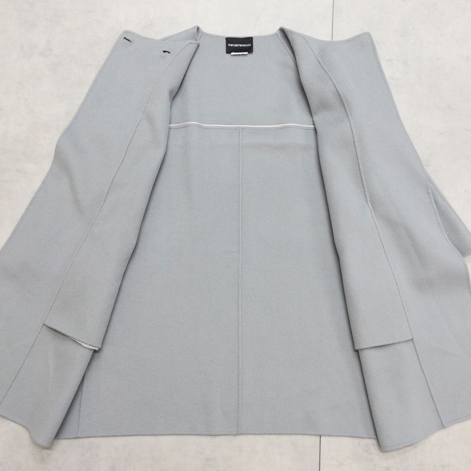 EMPORIO ARMANI エンポリオアルマーニ ロングコート ノーカラー ラップ