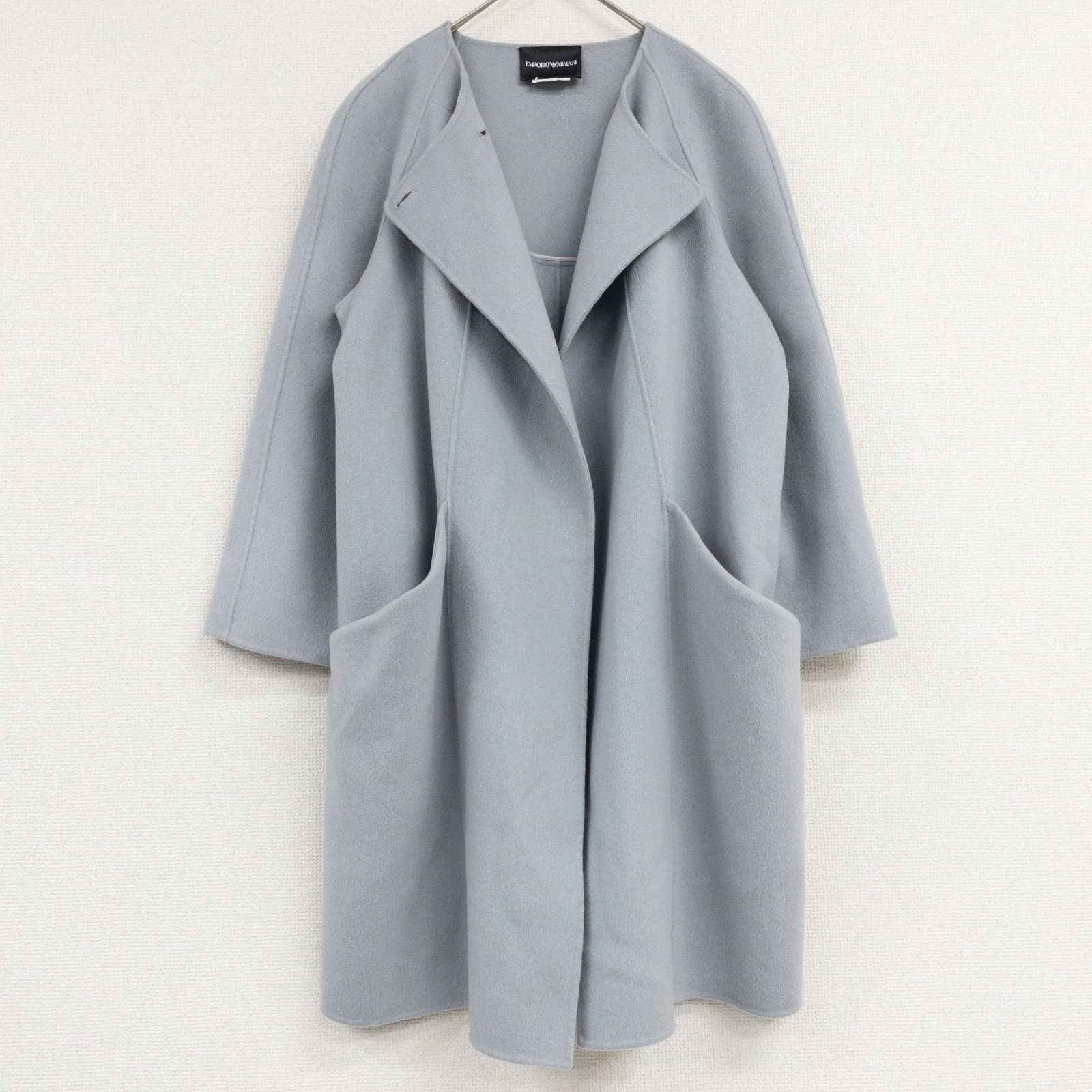 EMPORIO ARMANI エンポリオアルマーニ ロングコート ノーカラー ラップ