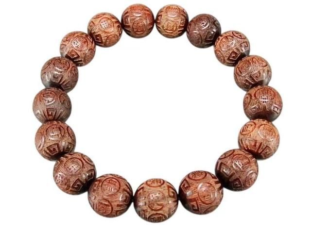 血檀木南無阿弥陀仏精工彫り約12mm強木製数珠ブレスレット - メルカリ