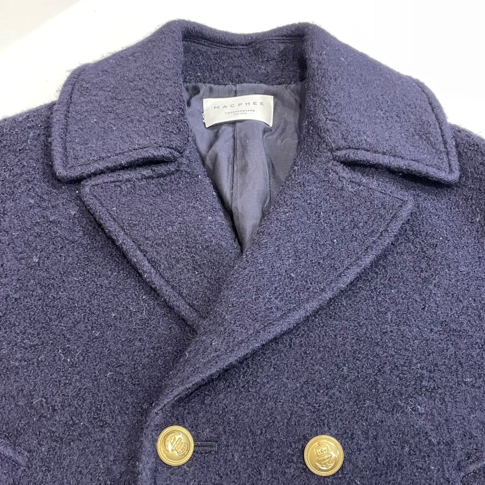 MACPHEE マカフィー シープパイル Pコート 紺色 ネイビー サイズ36 