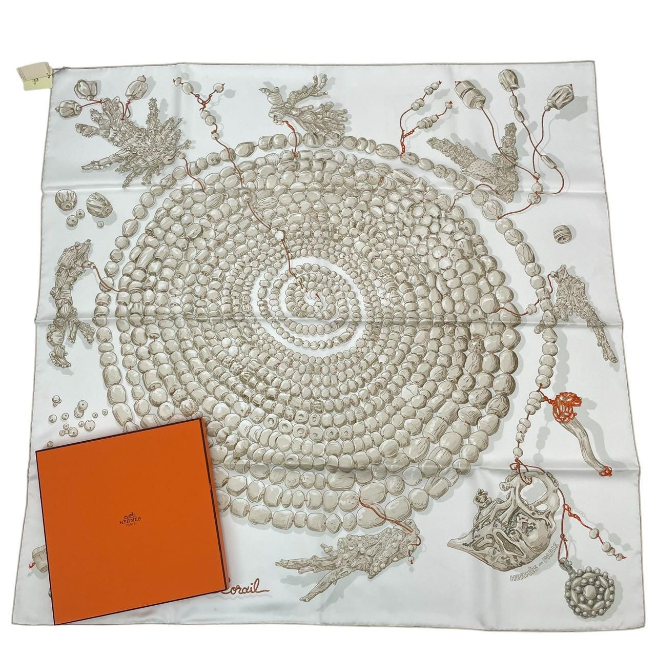 未使用品 HERMES エルメス カレ90 シルク スカーフ Reve de Corail