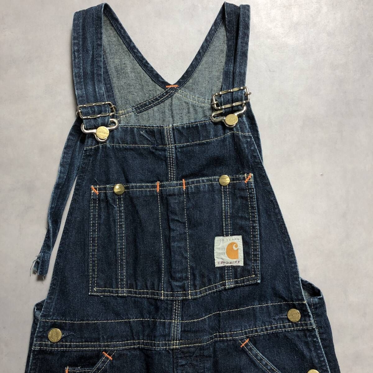 WQ1008○Carhartt：デニムオーバーオール 100周年モデル ○28×34