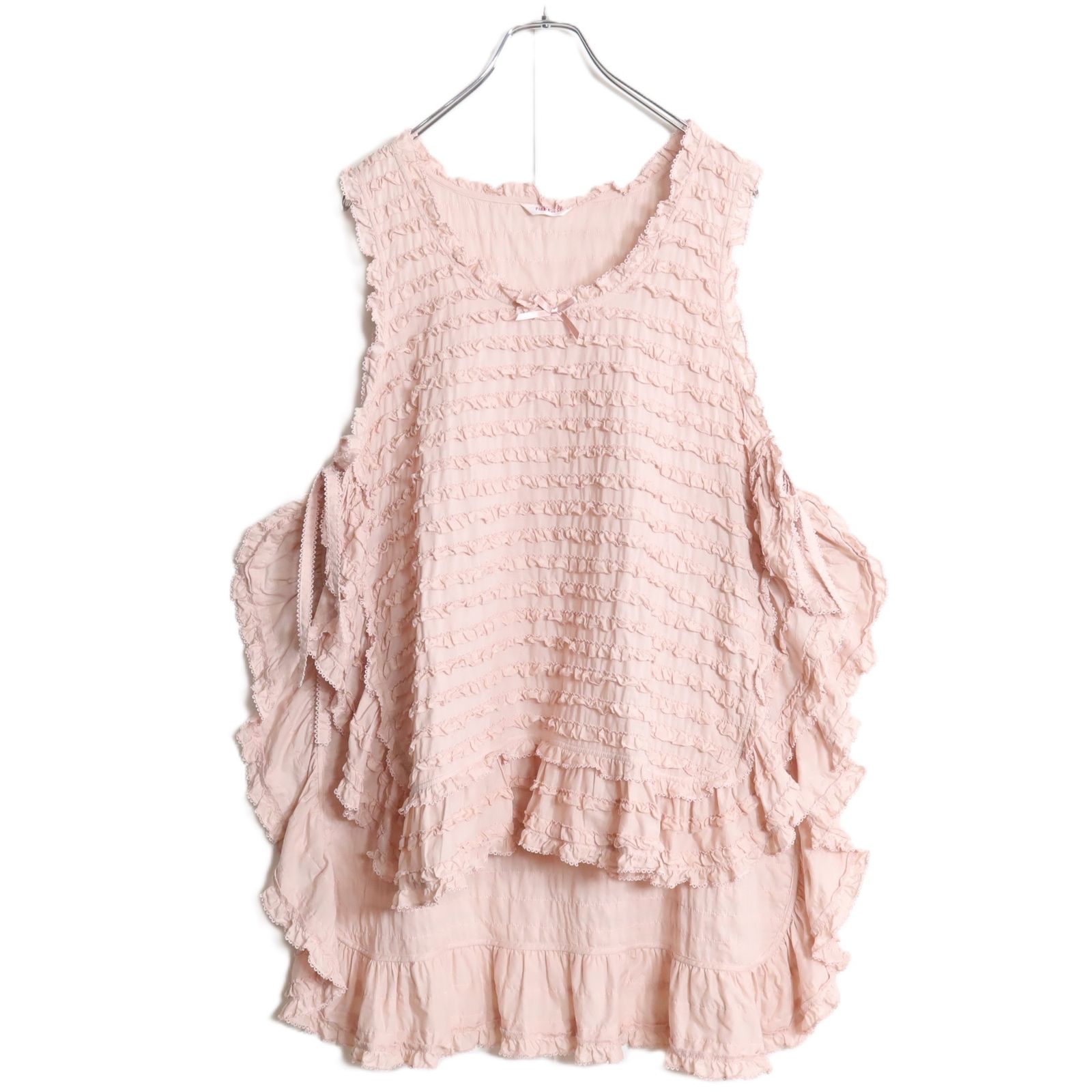 極美品】ピンクハウス☆フリルたっぷり&リボン♪ローンタブリエ