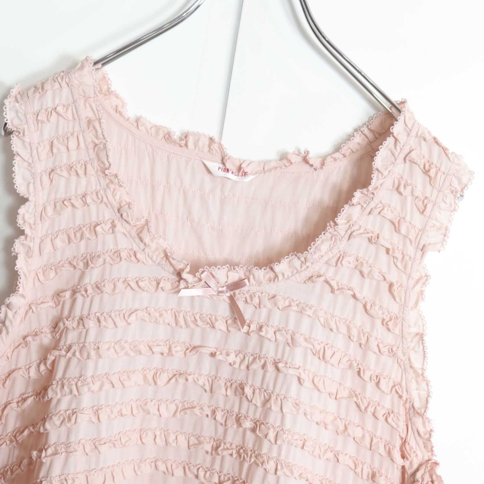 極美品】ピンクハウス☆フリルたっぷり&リボン♪ローンタブリエ