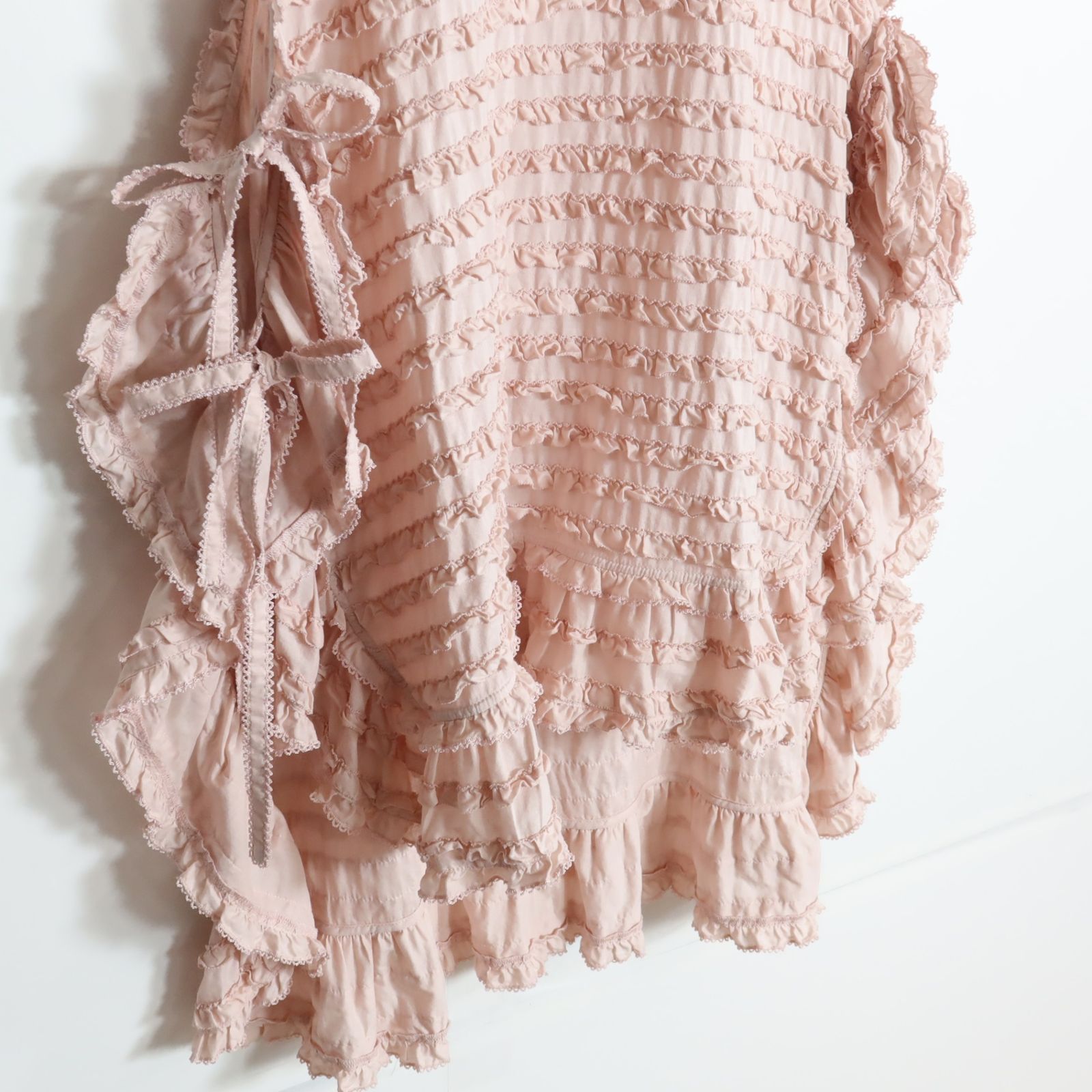 ピンクハウス　ダブリエ　綿ローン　ピコフリル　リボン　サテン　エプロン 極美品】ピンクハウス☆フリルたっぷり&リボン♪ローンタブリエ