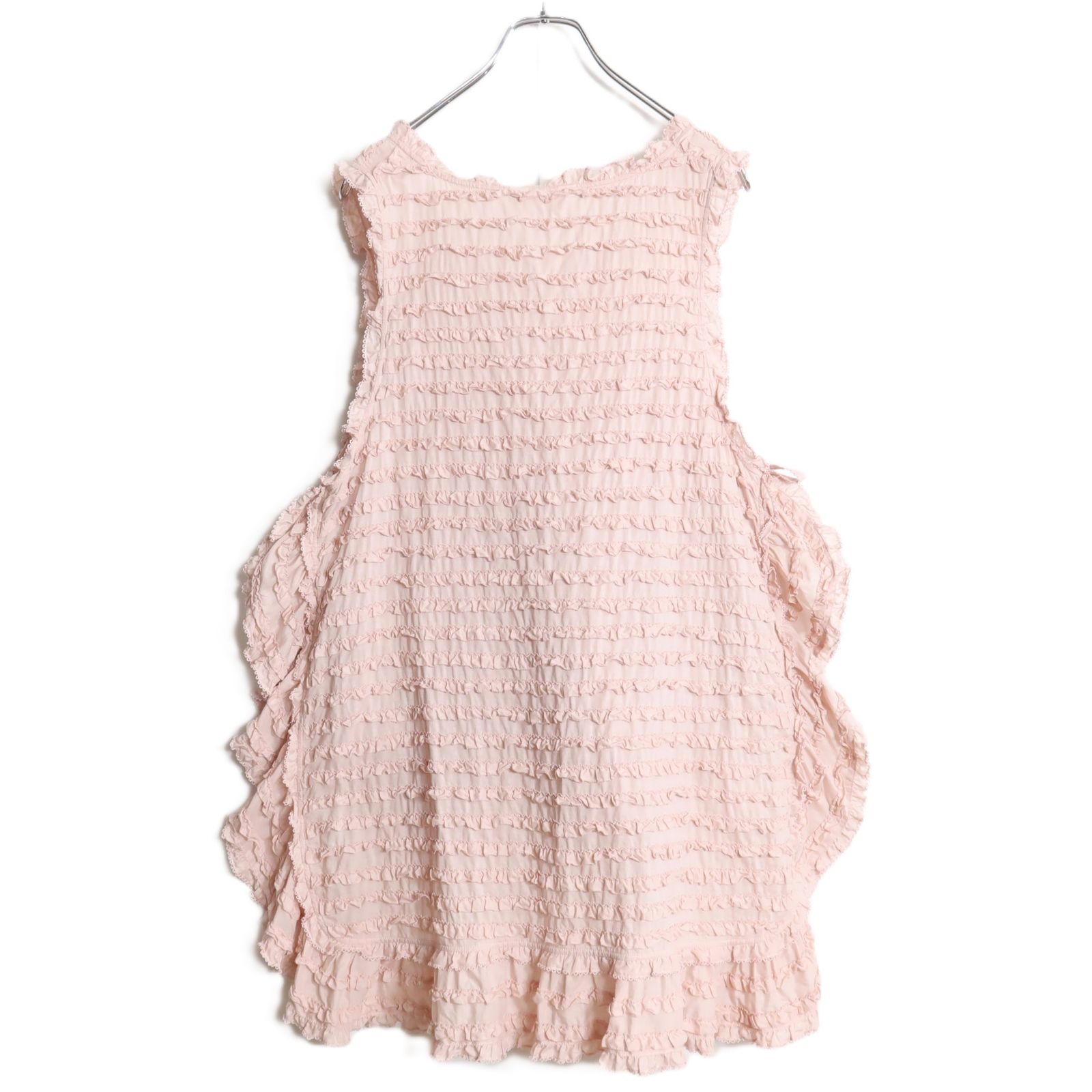 ピンクハウス　ダブリエ　綿ローン　ピコフリル　リボン　サテン　エプロン ピンクハウス 半袖 ワンピース 綿ローン ピコフリル リボン サテン