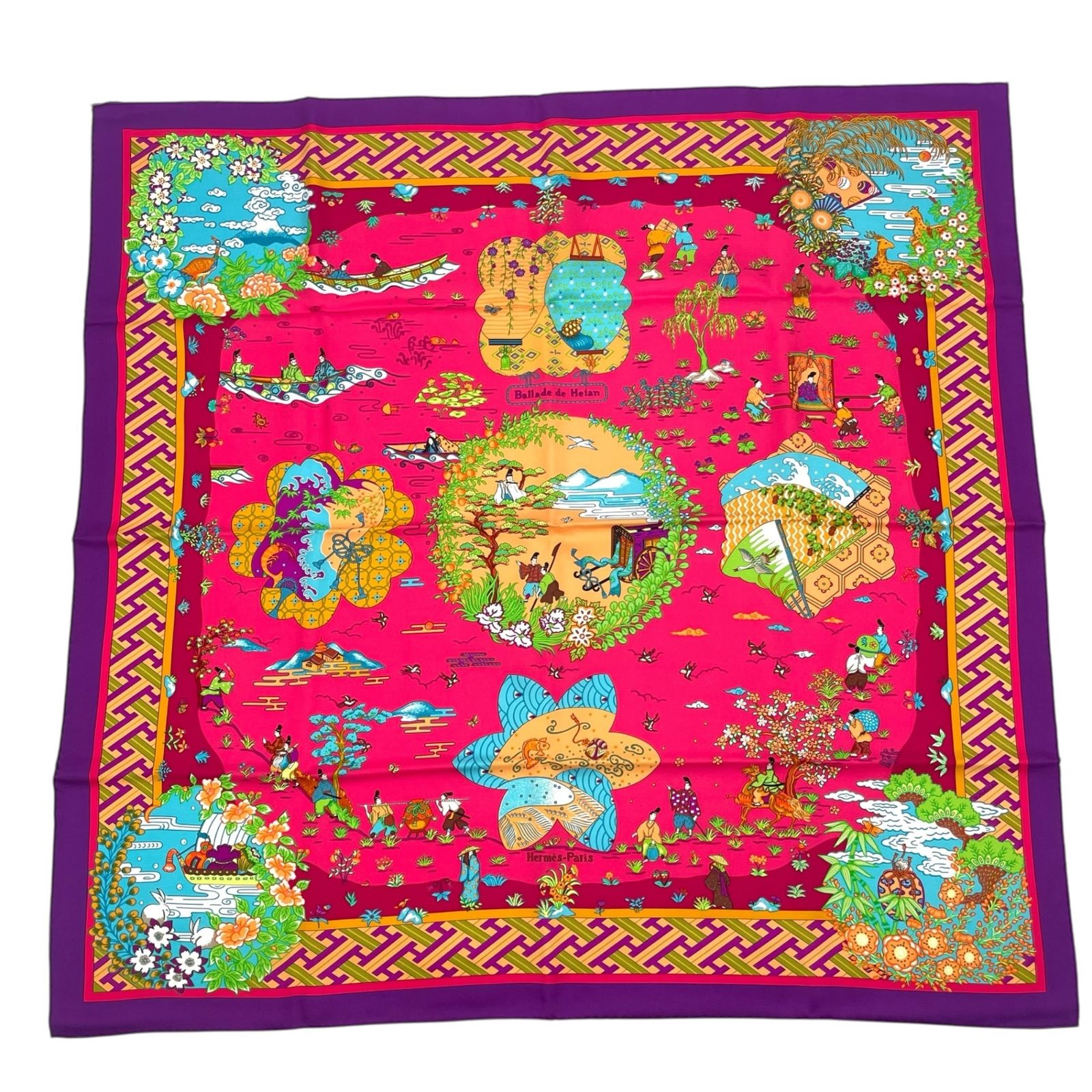 未使用品 HERMES エルメス カレ90 大判 スカーフ シルク100% Ballade