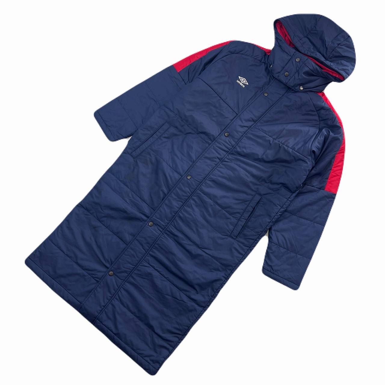 アンブロ ロングベンチコート メンズ M ネイビー レッド スポーツ観戦