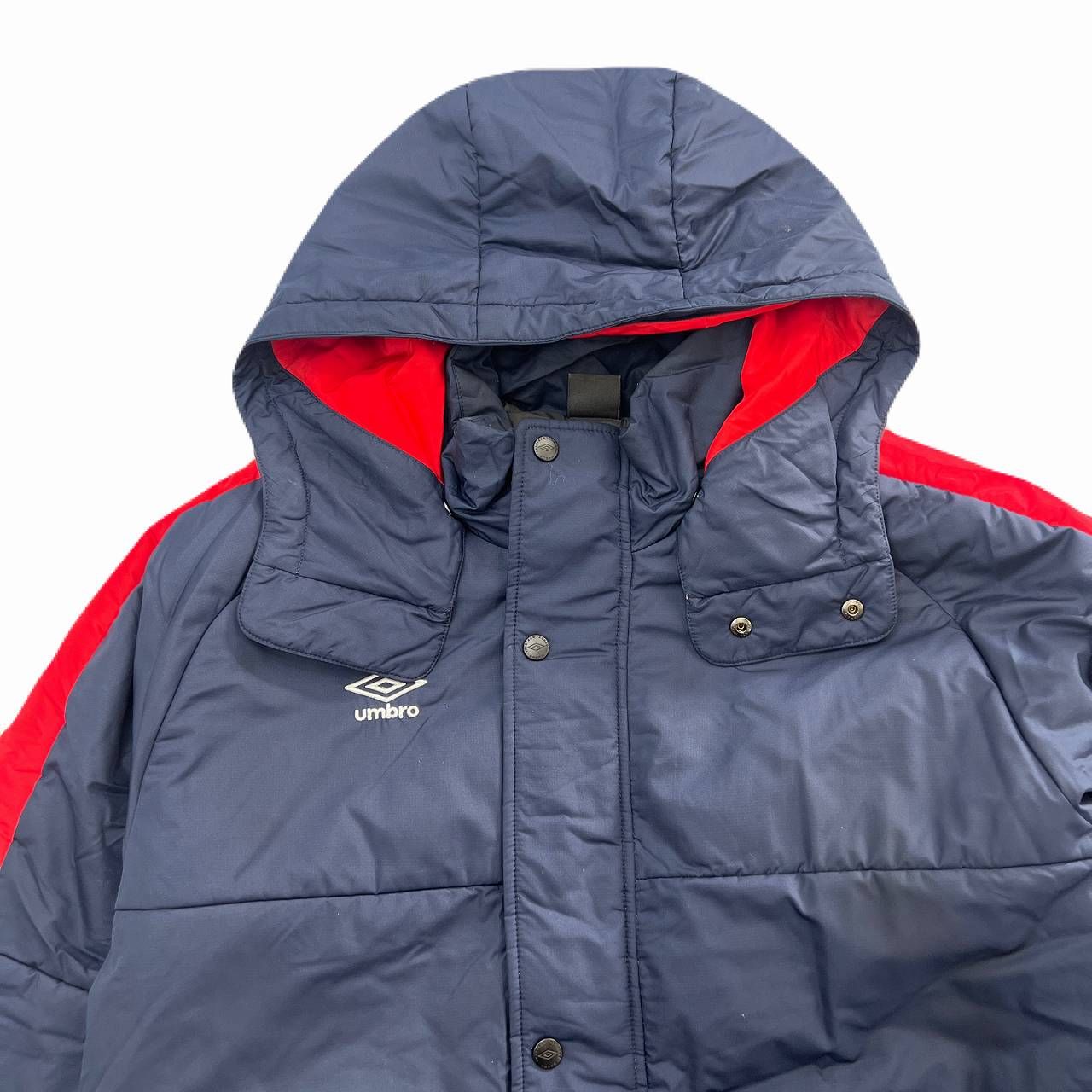 アンブロ ロングベンチコート メンズ M ネイビー レッド スポーツ観戦