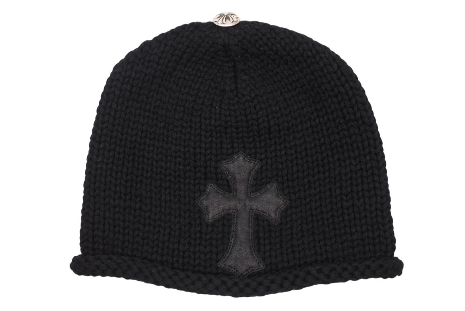 【新品未使用】クロムハーツ☆カシミヤニットビーニー☆CHプラス　黒 新品同様 CHROME HEARTS クロムハーツ クロスパッチ ニットキャップ