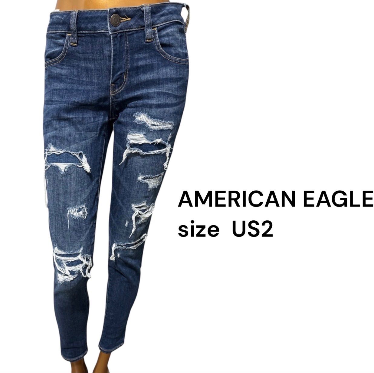 No.97 (♡) AMERICAN EAGLE ダメージスキニーデニム y2k カジュアル 