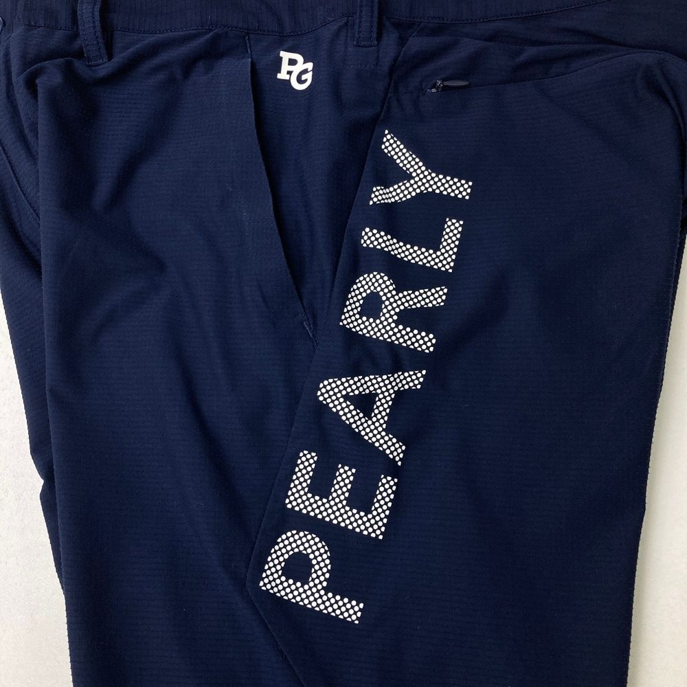PEARLY GATES パーリーゲイツ　ジョガーパンツネイビー00 新品】パーリーゲイツ ジョガーパンツ ネイビー×白 ボーダー ロゴ総柄