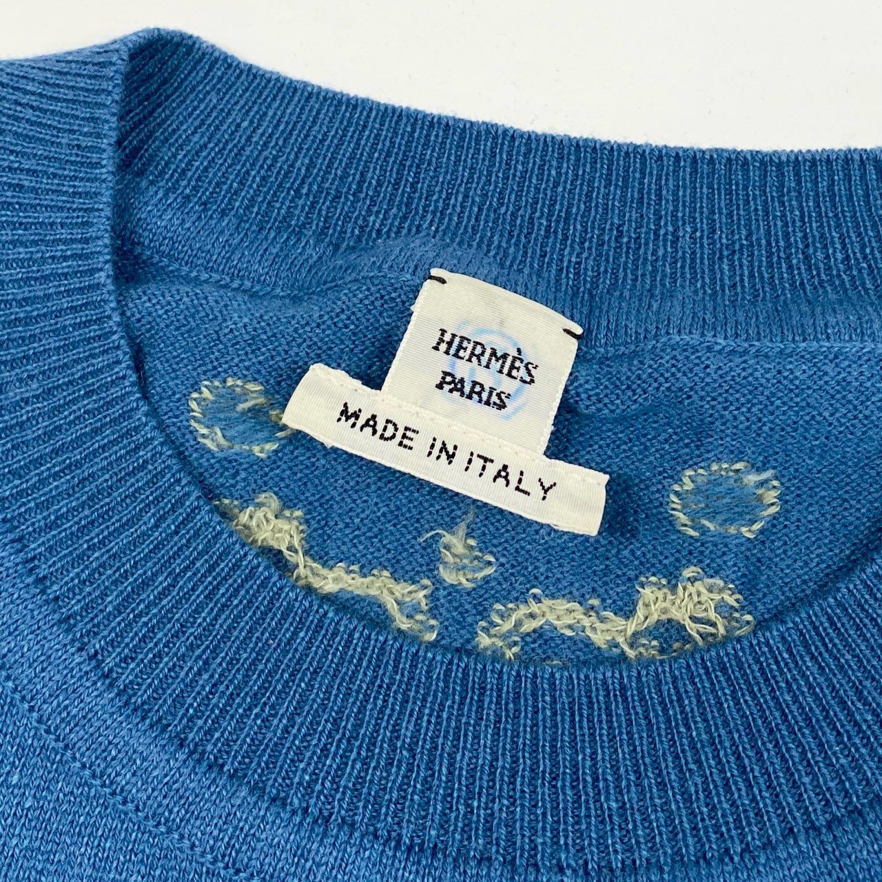 57a13 HERMES エルメス BRIDES DE GALA 半袖ニットセーター カシミヤ 