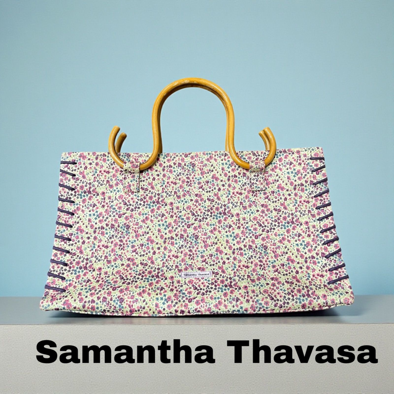 Samantha Thavasa バンブーハンドル 花柄 ハンドバッグ レディース 