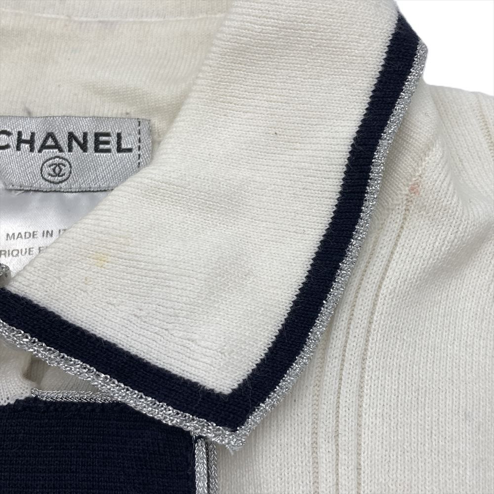 シャネル CHANEL ノースリーブ ポロ ニット コットン レーヨン
