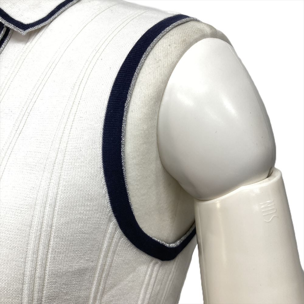 シャネル CHANEL ノースリーブ ポロ ニット コットン レーヨン  